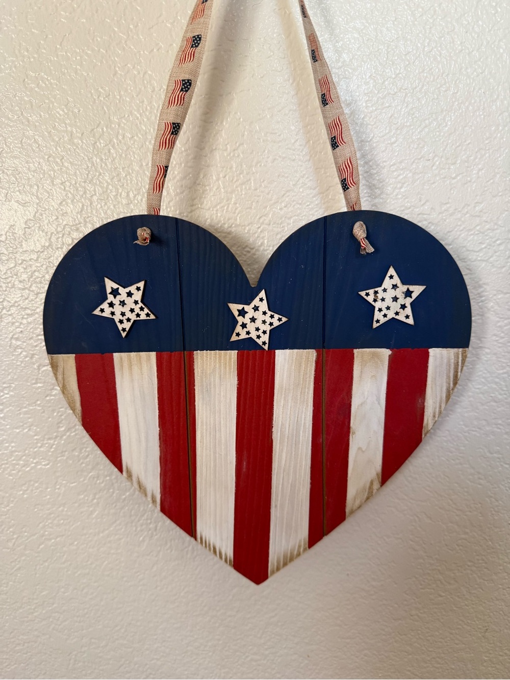 Patriotic Heart Wall Decor – Red, White & Blue